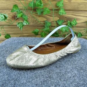 Lucky Brand Emmie Women Ballet Shoes Pewter Leather Slip On Size 6.5‎ Medium